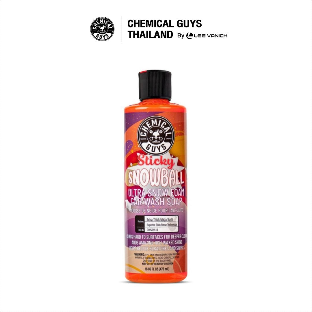 Chemical Guys Sticky Snowball Snow Foam Auto Wash 473ml. แชมพูฉีดโฟมขนาดพกพา