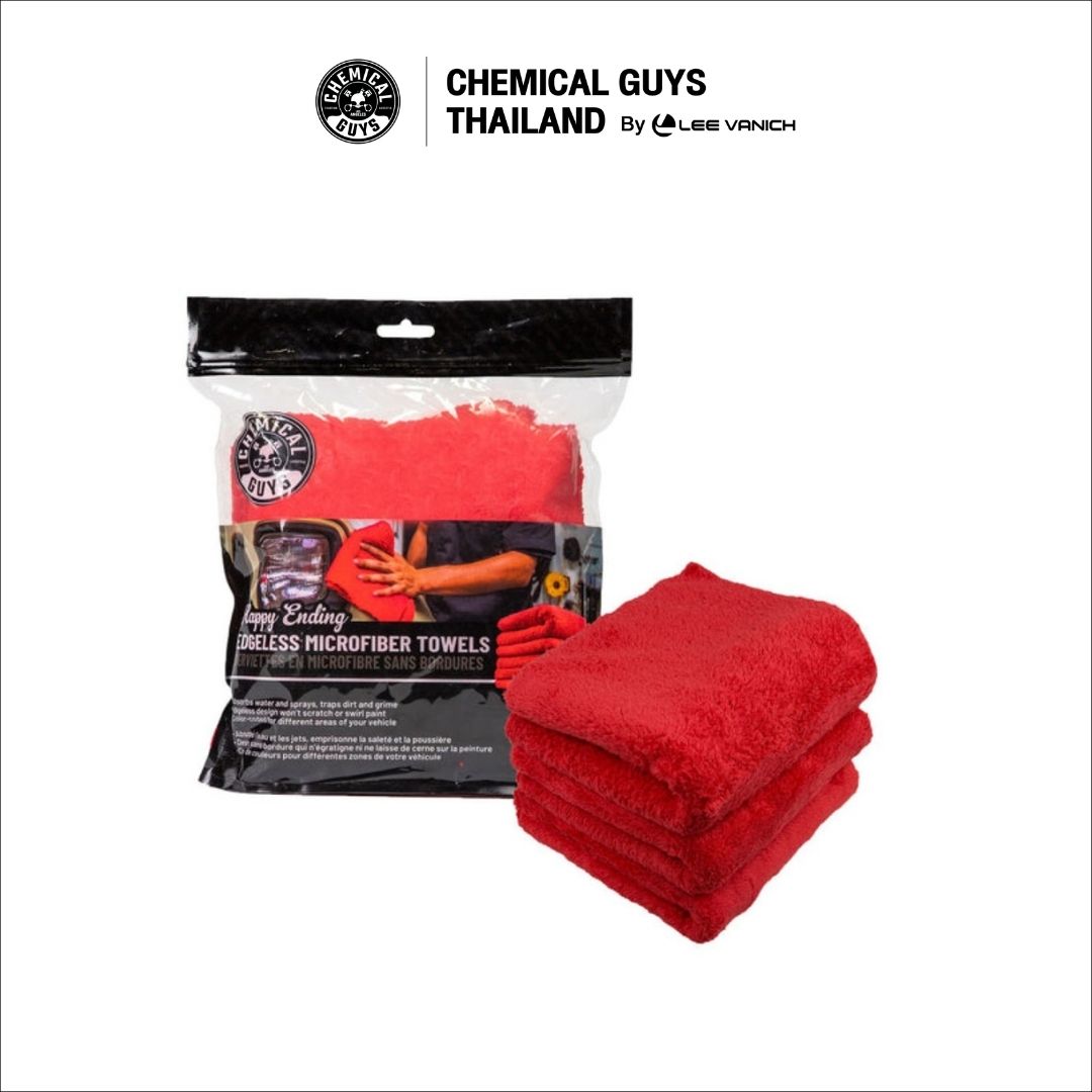 Chemical Guys Happy Ending Ultra Plush Edgeless Purple 3 Pack ผ้าไมโครไฟเบอร์ไร้ขอบสีม่วง