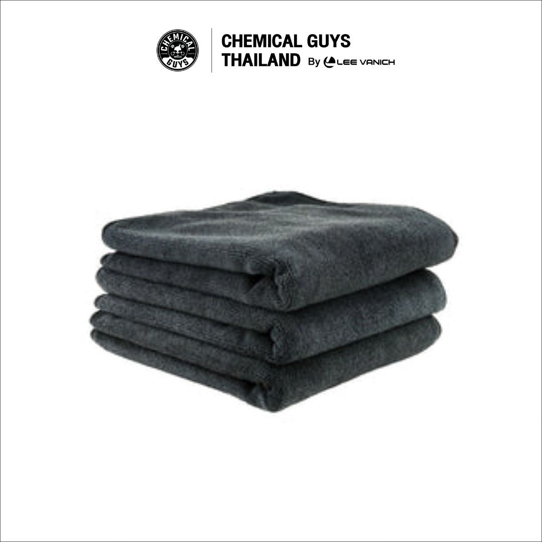 Chemical Guys Workhorse Black Professional Microfiber Towel 3 Pack ผ้าไมโครไฟเบอร์สีดำสำหรับงานหนัก