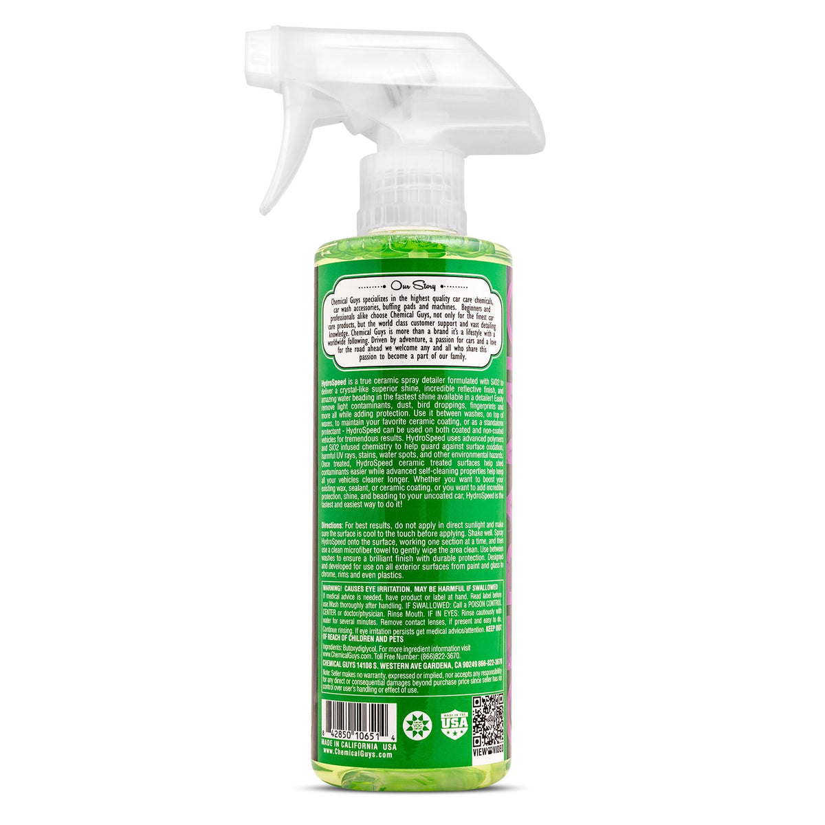 ด้านหลังขวด Chemical Guys HydroSpeed Ceramic Quick Detailer 473ml