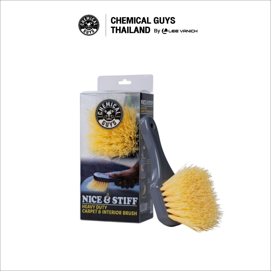 Chemical Guys Yellow Stiffy Brush for Carpets แปรงขนแข็งสีเหลืองสำหรับขัดพรมและพื้นผิวทั่วไป