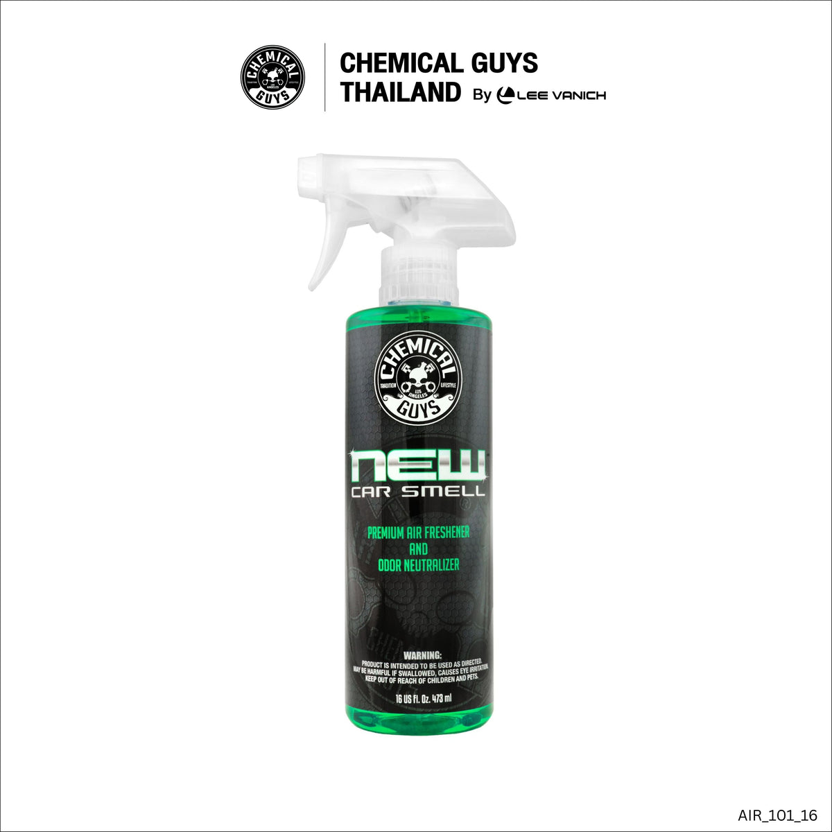 Chemical Guys New Car Scent Air Freshener And Odor Eliminator สเปรย์น้ำหอมกลิ่นรถใหม่ คืนความสดชื่นป้ายแดง (ไซส์ใหญ่คุ้มค่า) 473ml.