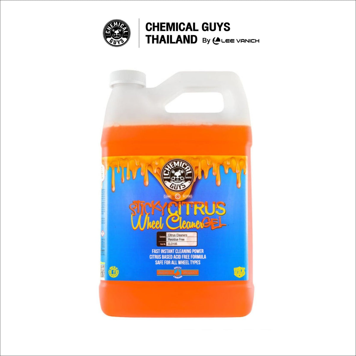 Chemical Guys Sticky Citrus Gel Wheel And Rim Cleaner 1 Gallon น้ำยาทำความสะอาดล้อแม็กและขอบล้อชนิดเจล สูตรซิตรัส