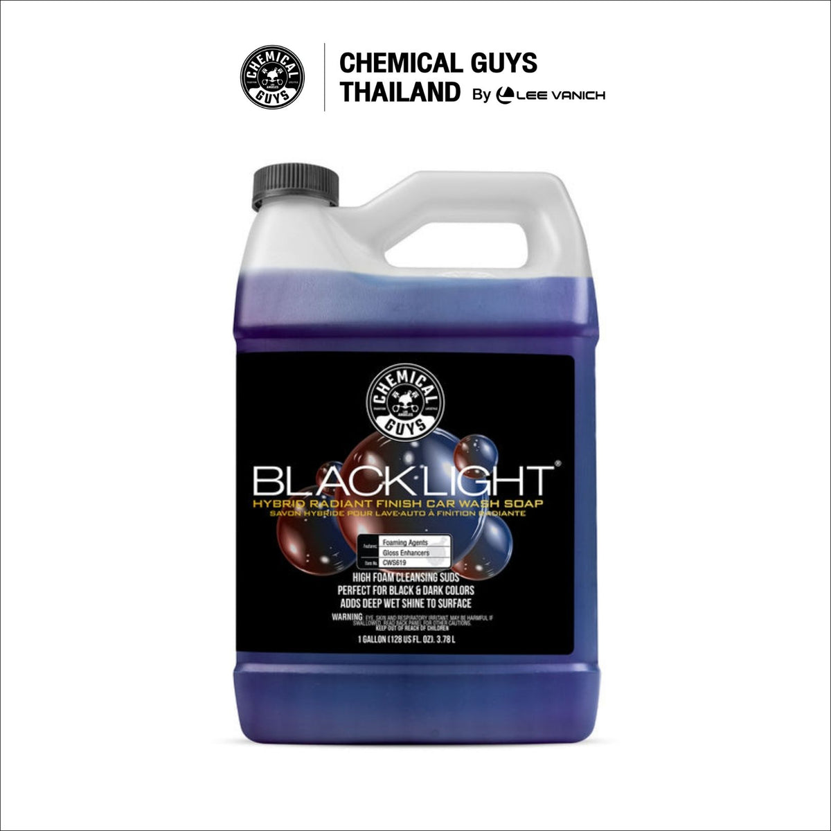 Chemical Guys Black Light Hybrid Radiant Finish Car Wash Soap And Superior Surface Cleanser 1 Gallon แชมพูล้างรถสูตรไฮบริดเงางาม