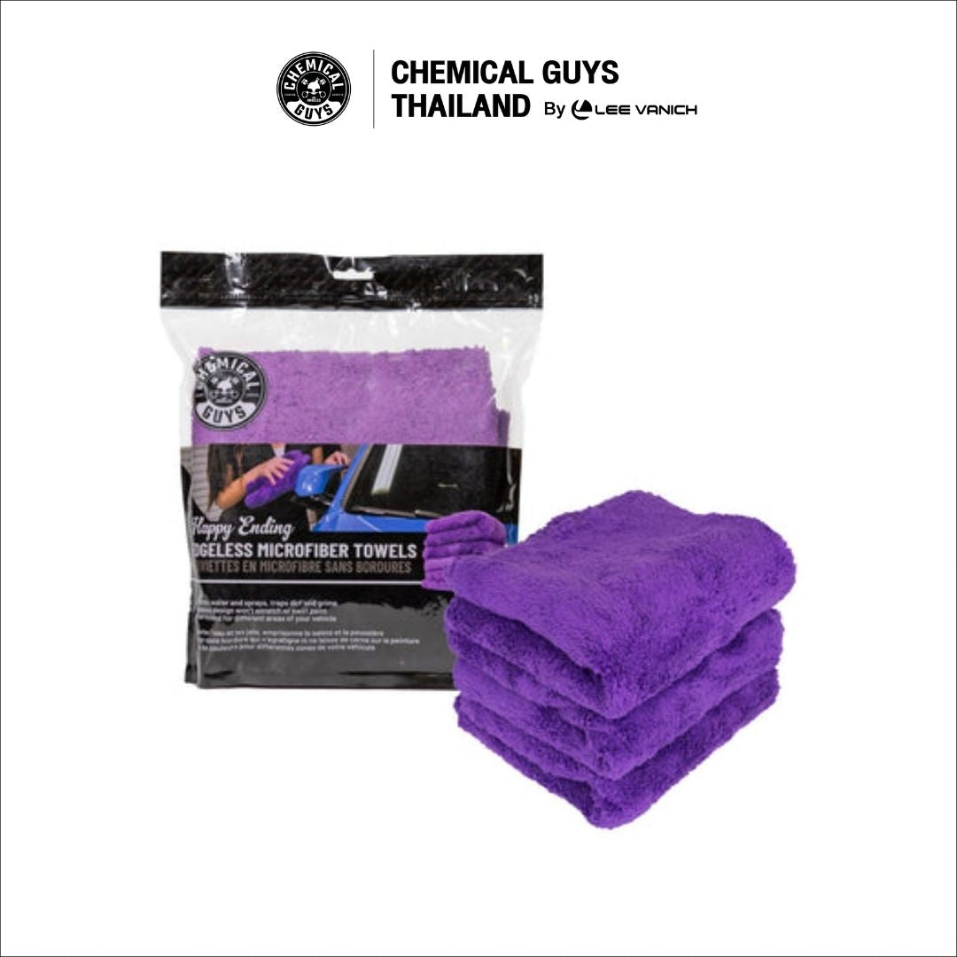 Chemical Guys Happy Ending Ultra Plush Edgeless Purple 3 Pack ผ้าไมโครไฟเบอร์ไร้ขอบสีม่วง