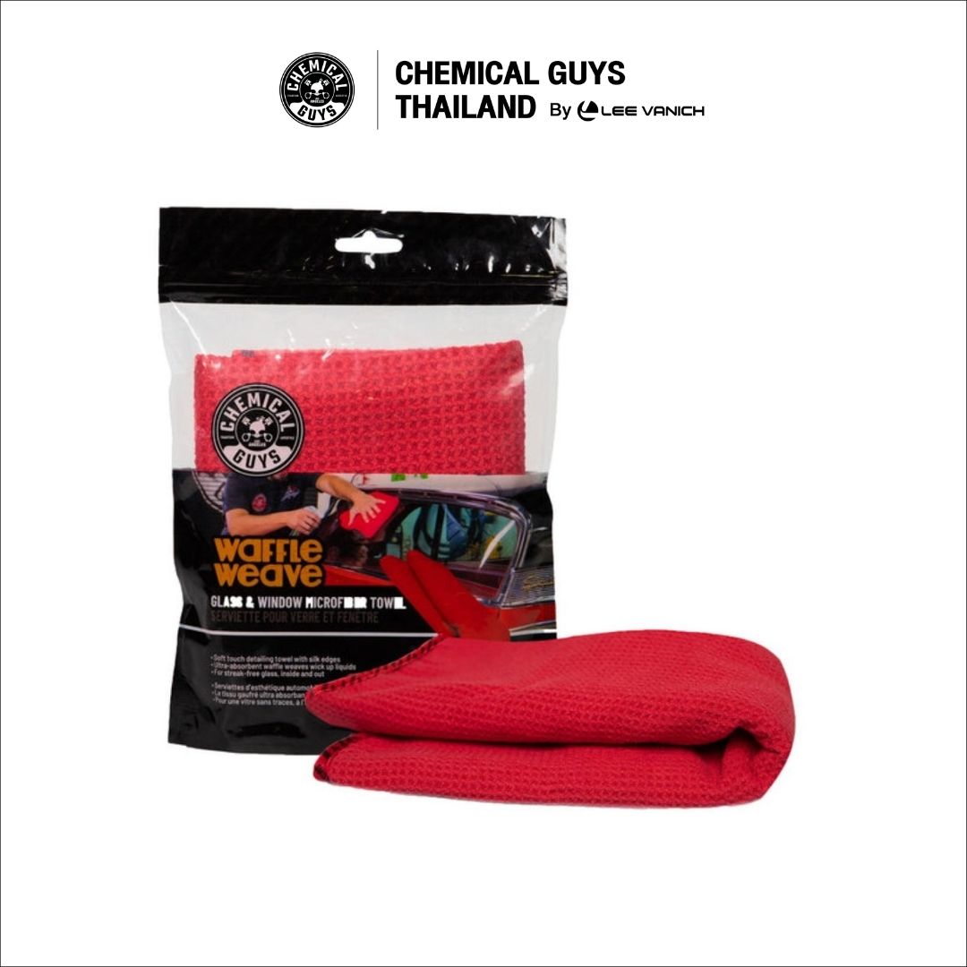 Chemical Guys Waffle Weave Glass and Window Towel Blue ผ้าเช็ดกระจกลายวอฟเฟิลสีฟ้า